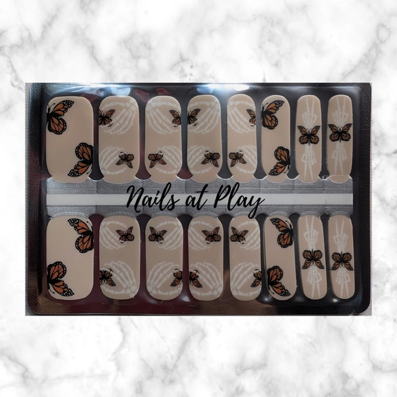 5 for $15 Nail Wraps- Skeletons Butterfly - Picture 2 of 5